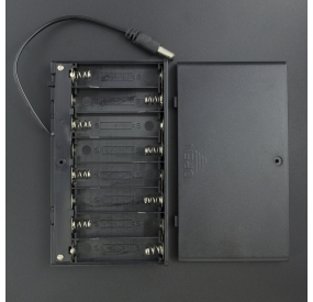 Caja Porta Baterías AA x8 Con Tapa Y Conector Jack 5.5x2.1 mm Genérico - 1