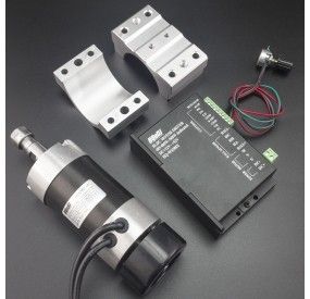 KIT SPINDLE O HUSILLO 400W 12000RPM ER16 SIN ESCOBILLAS CON DRIVER DE CONTROL Y FUENTE DE ALIMENTACIÓN PARA CNC RUTEADORA Genéri